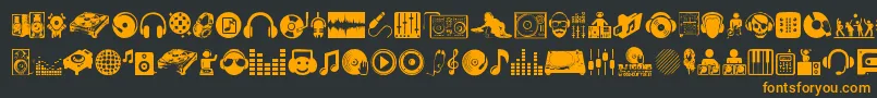 DjIcons Font – Orange Fonts on Black Background