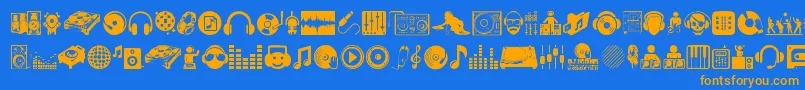 DjIcons Font – Orange Fonts on Blue Background