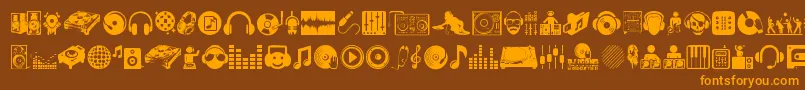 DjIcons Font – Orange Fonts on Brown Background