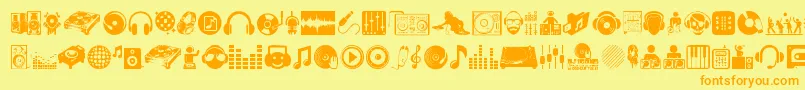 DjIcons Font – Orange Fonts on Yellow Background