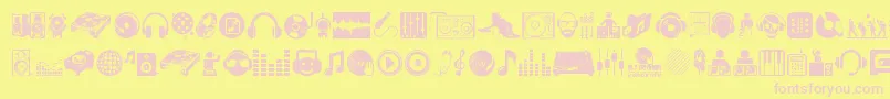 DjIcons Font – Pink Fonts on Yellow Background