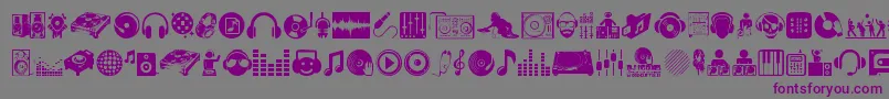 フォントDjIcons – 紫色のフォント、灰色の背景