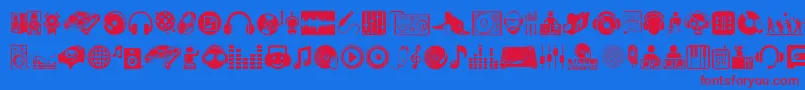 DjIcons Font – Red Fonts on Blue Background