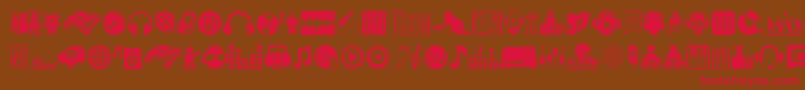 フォントDjIcons – 赤い文字が茶色の背景にあります。