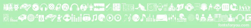 DjIcons-Schriftart – Weiße Schriften auf grünem Hintergrund