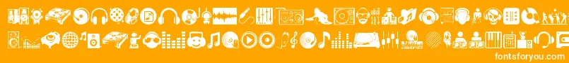 DjIcons-fontti – valkoiset fontit oranssilla taustalla