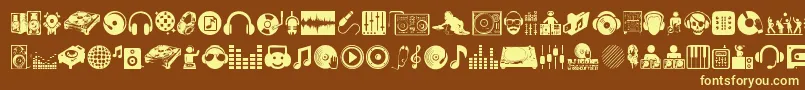 DjIcons-Schriftart – Gelbe Schriften auf braunem Hintergrund