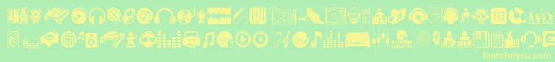 DjIcons-Schriftart – Gelbe Schriften auf grünem Hintergrund