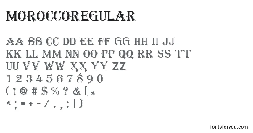 Czcionka MoroccoRegular – alfabet, cyfry, specjalne znaki