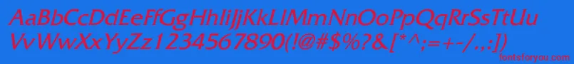 フォントWhitethorningItalic – 赤い文字の青い背景