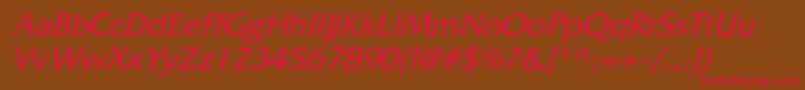 WhitethorningItalic-Schriftart – Rote Schriften auf braunem Hintergrund