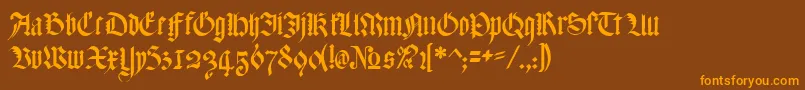 Weitere Informationen zur MeyneTextur-Schriftart MeyneTextur-Schriftart – Orangefarbene Schriften auf braunem Hintergrund