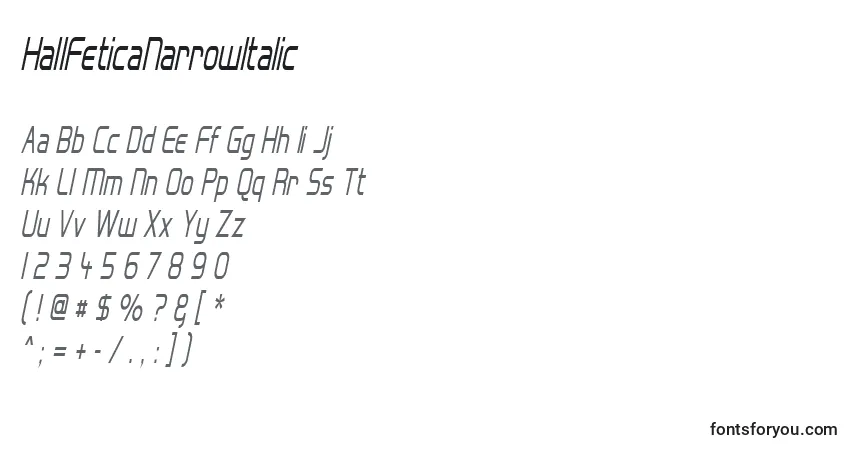 HallFeticaNarrowItalic Font – alphabet, numbers, special characters