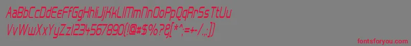 HallFeticaNarrowItalic Font – Red Fonts on Gray Background