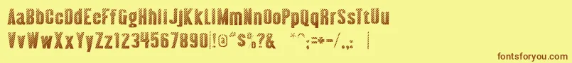 フォントAlmontew – 茶色の文字が黄色の背景にあります。