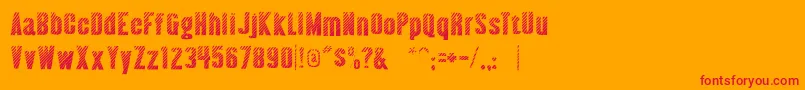 Almontew-Schriftart – Rote Schriften auf orangefarbenem Hintergrund