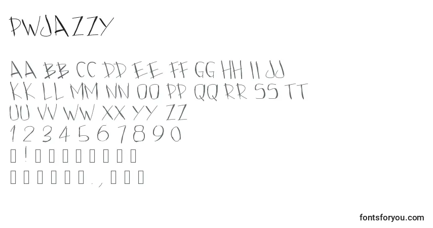 A fonte Pwjazzy – alfabeto, números, caracteres especiais