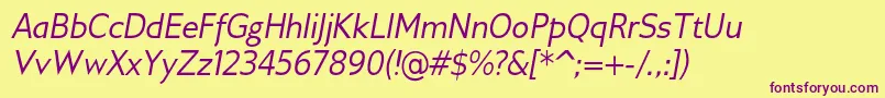 GilliusadfItalic Font – Purple Fonts on Yellow Background