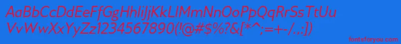 GilliusadfItalic Font – Red Fonts on Blue Background
