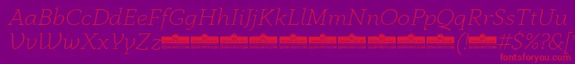 AnaphoraExtralightItalicTrial-Schriftart – Rote Schriften auf violettem Hintergrund