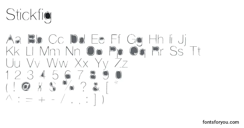 Schriftart Stickfig – Alphabet, Zahlen, spezielle Symbole