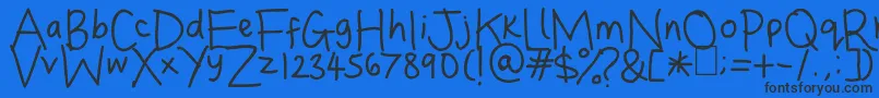 DinasHandwriting Font – Black Fonts on Blue Background