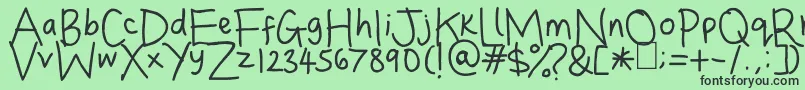 DinasHandwriting Font – Black Fonts on Green Background