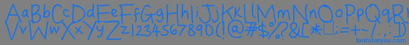 フォントDinasHandwriting – 灰色の背景に青い文字