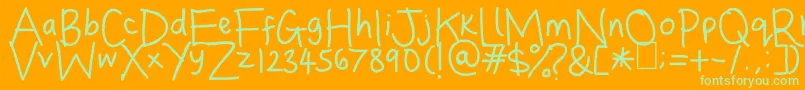 DinasHandwriting-Schriftart – Grüne Schriften auf orangefarbenem Hintergrund