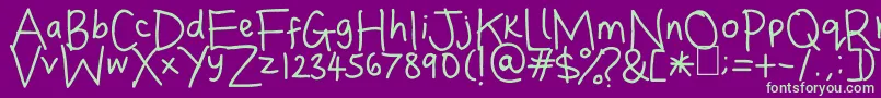 DinasHandwriting Font – Green Fonts on Purple Background