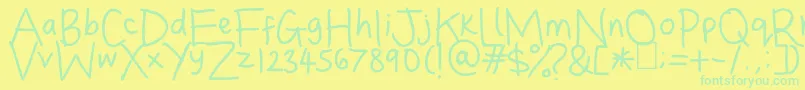 DinasHandwriting Font – Green Fonts on Yellow Background