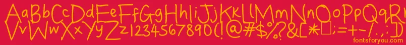 DinasHandwriting Font – Orange Fonts on Red Background