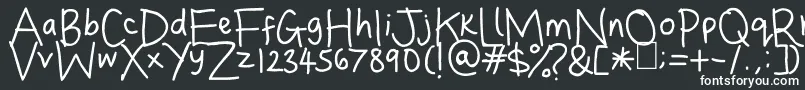 DinasHandwriting-fontti – valkoiset fontit mustalla taustalla