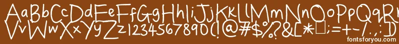 DinasHandwriting Font – White Fonts on Brown Background