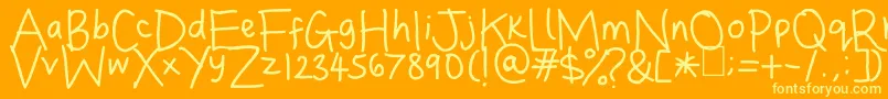 DinasHandwriting Font – Yellow Fonts on Orange Background