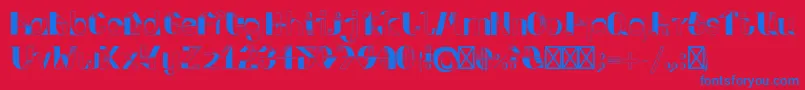 FoldupV3-Schriftart – Blaue Schriften auf rotem Hintergrund