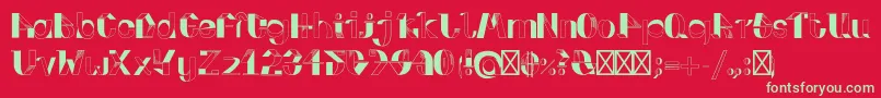 FoldupV3 Font – Green Fonts on Red Background