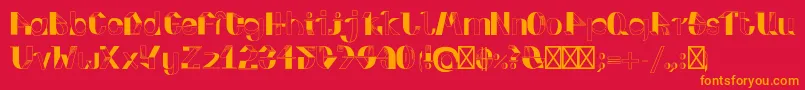 FoldupV3-Schriftart – Orangefarbene Schriften auf rotem Hintergrund
