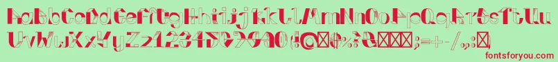 FoldupV3 Font – Red Fonts on Green Background