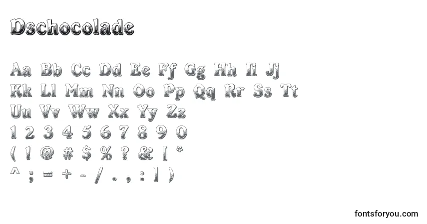 Шрифт Dschocolade – алфавит, цифры, специальные символы