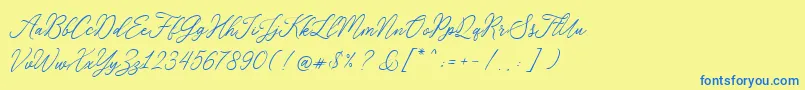 RosabeliaSldt-Schriftart – Blaue Schriften auf gelbem Hintergrund