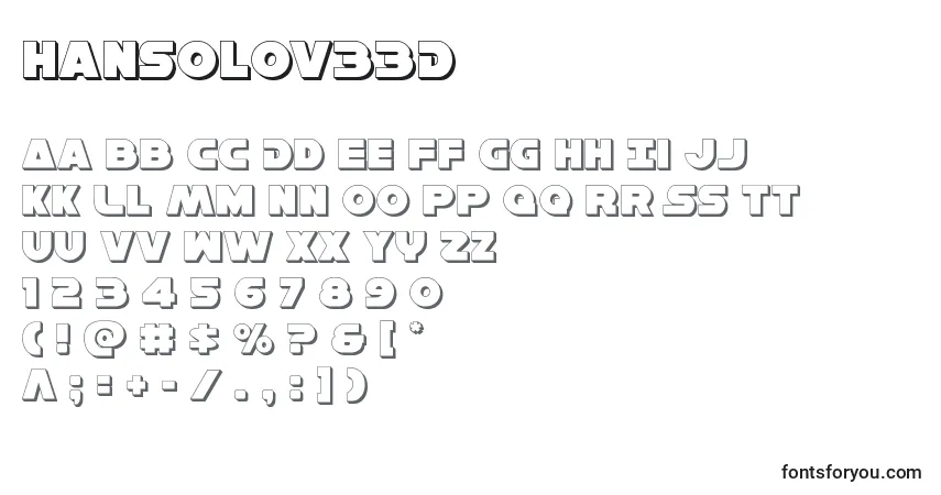 Schriftart Hansolov33D – Alphabet, Zahlen, spezielle Symbole