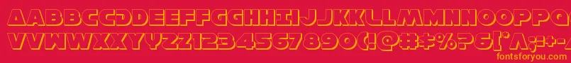 フォントHansolov33D – 赤い背景にオレンジの文字