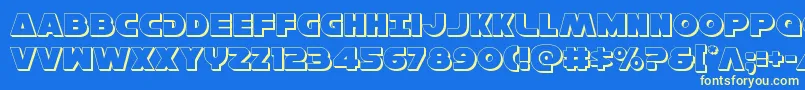 Hansolov33D Font – Yellow Fonts on Blue Background