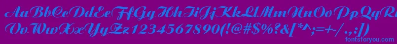 Ariston-Schriftart – Blaue Schriften auf violettem Hintergrund