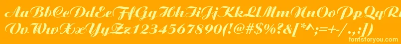 Ariston-Schriftart – Gelbe Schriften auf orangefarbenem Hintergrund