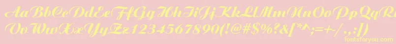 Ariston-Schriftart – Gelbe Schriften auf rosa Hintergrund