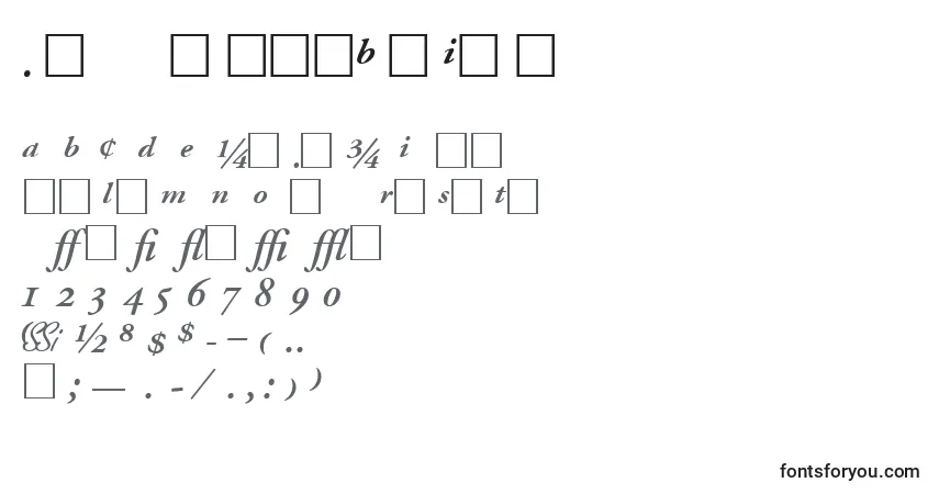 A fonte GaramondprosskBoldItalic – alfabeto, números, caracteres especiais