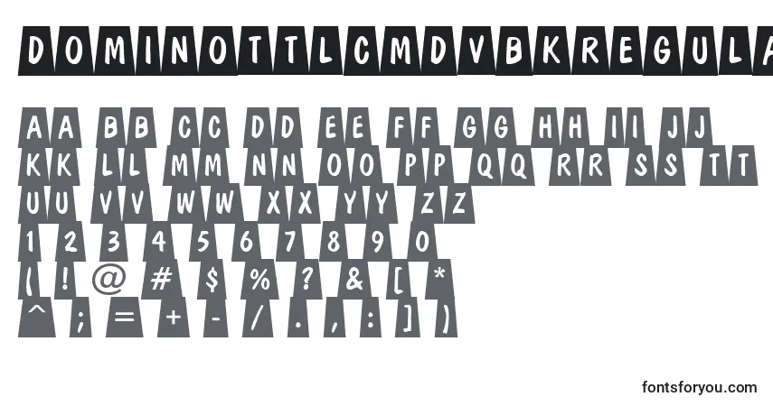 A fonte DominottlcmdvbkRegular – alfabeto, números, caracteres especiais