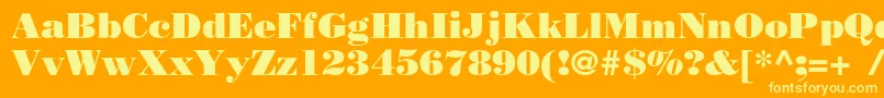 Bodoniposterc-Schriftart – Gelbe Schriften auf orangefarbenem Hintergrund